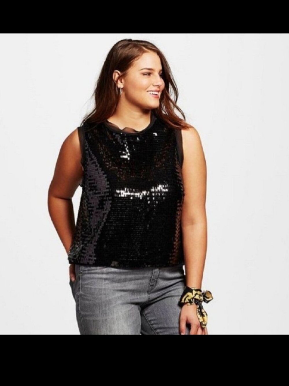 Who What Wear Black Sequin Top & Pencil Skirt Sz XXL